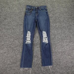 L'Agence Luna Jeans Womens 25 Straight High Rise Blue Distressed Classic Vintage